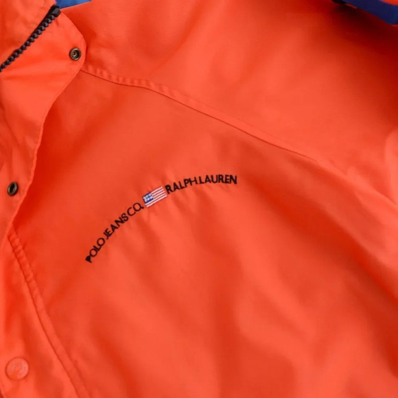 Vintage Polo Jeans Co. Ralph Lauren Orange Zip Up Rain Coat Size Medium - Picture 11 of 14